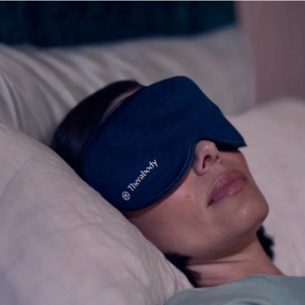 Therabody Blue Contoured Blackout Sleep Mask with Adjustable Strap
